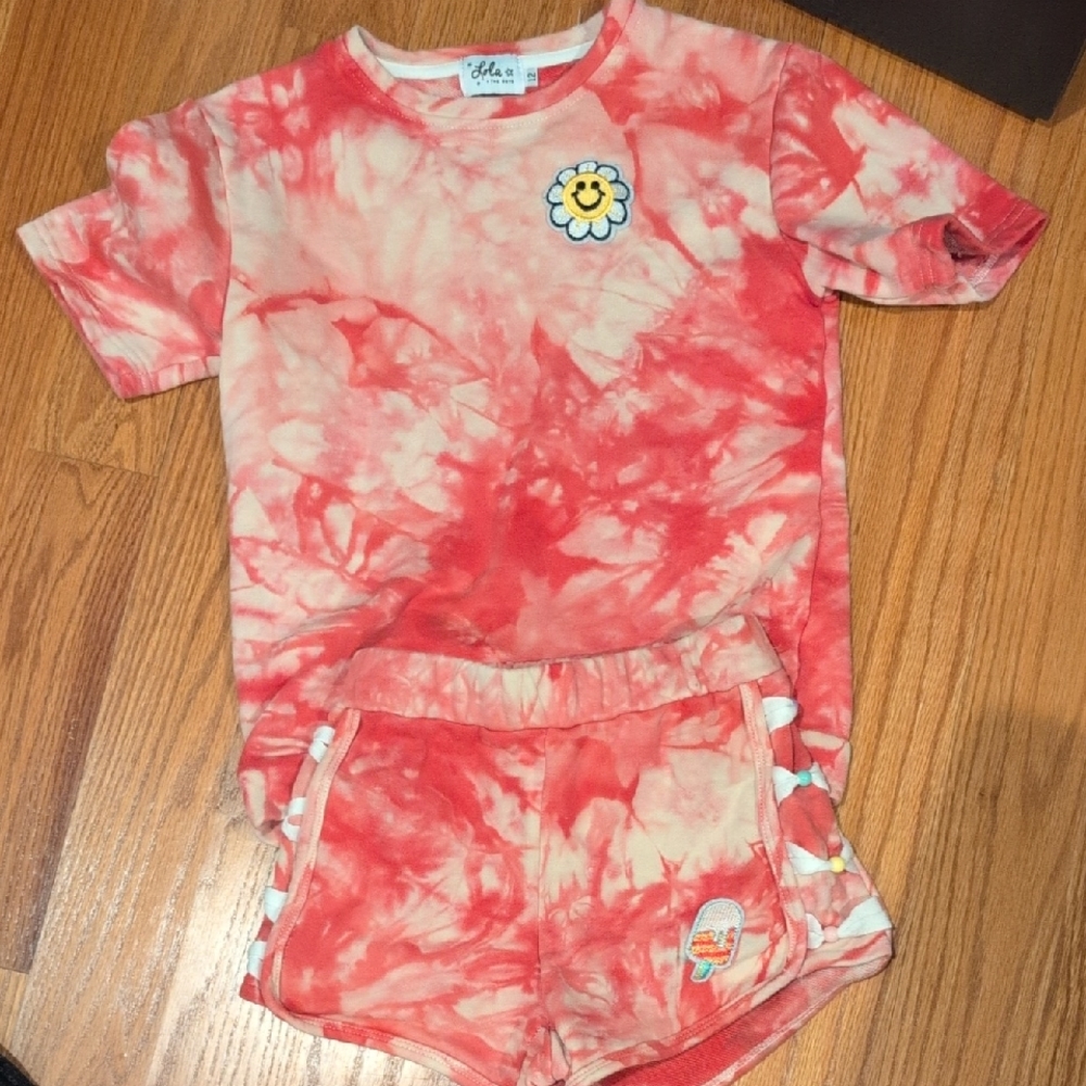 Lola + The Boys Red Tie-Dye Kids Matching Set